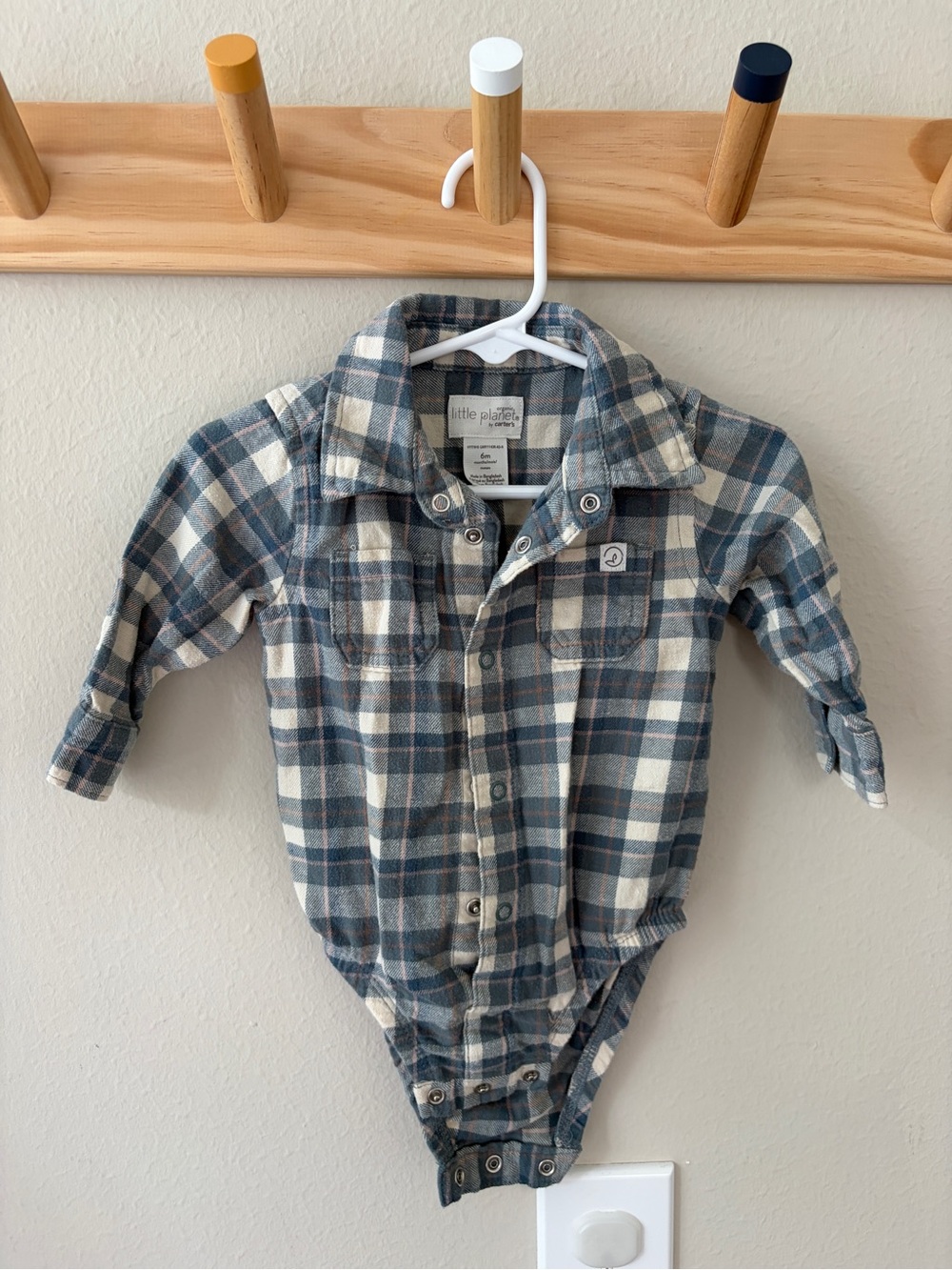 Little Planet Blue Plaid Infant One-Piece Bodysuit